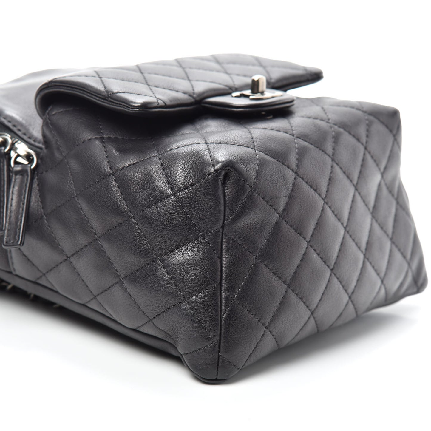 Lambskin Quilted Drawstring Backpack Black