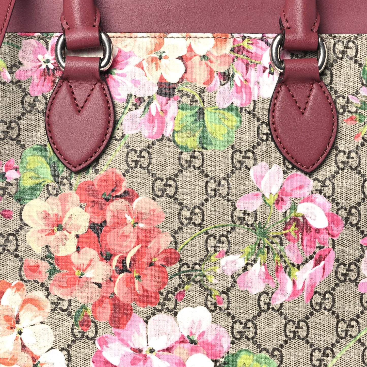 GG Supreme Monogram Blooms Large Zip Top Tote Beige Multicolor Dry Rose