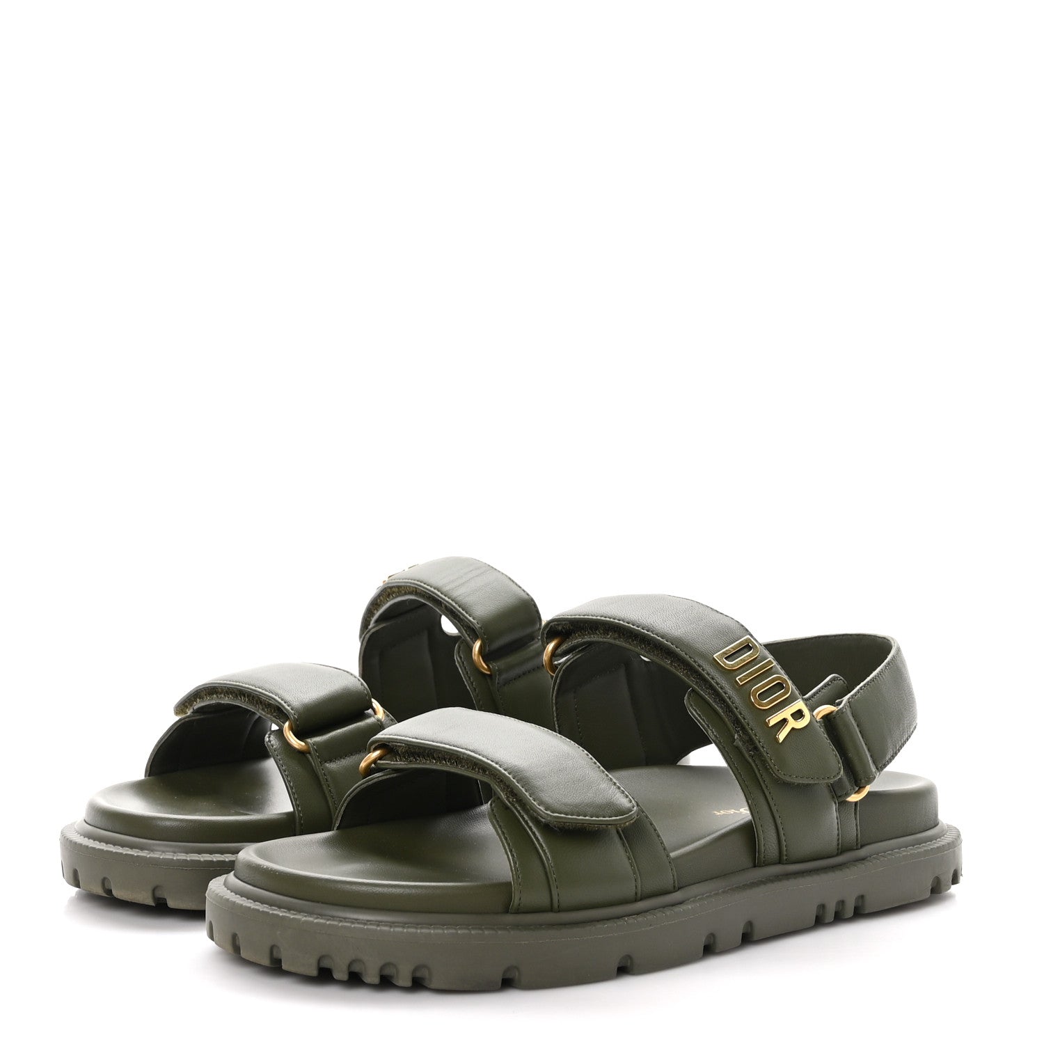 Christian Dior Lambskin Dioract 10mm Sandals 37 Kaki 3 of 9