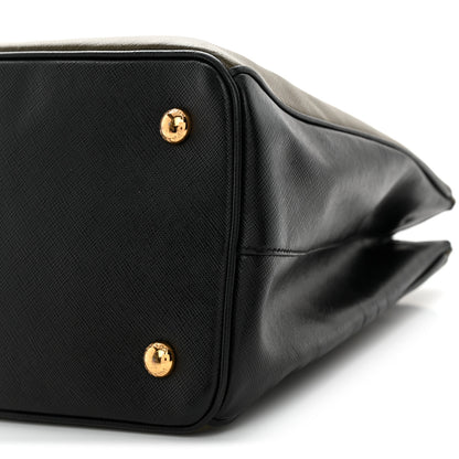 Prada Saffiano Lux Bi-Color Medium Tote Militare Black 10 of 12
