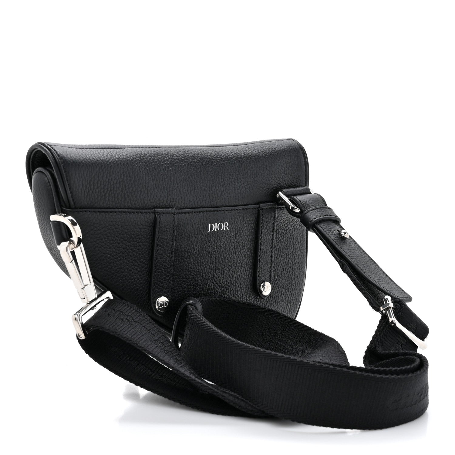 Christian Dior Grained Calfskin Mens Mini Saddle Bag Black 3 of 10