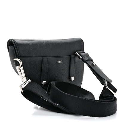 Christian Dior Grained Calfskin Mens Mini Saddle Bag Black 3 of 10