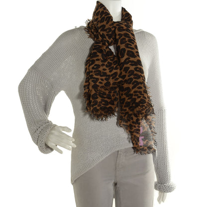 Louis Vuitton Cashmere Silk Leopard Stole Brown 3 of 6