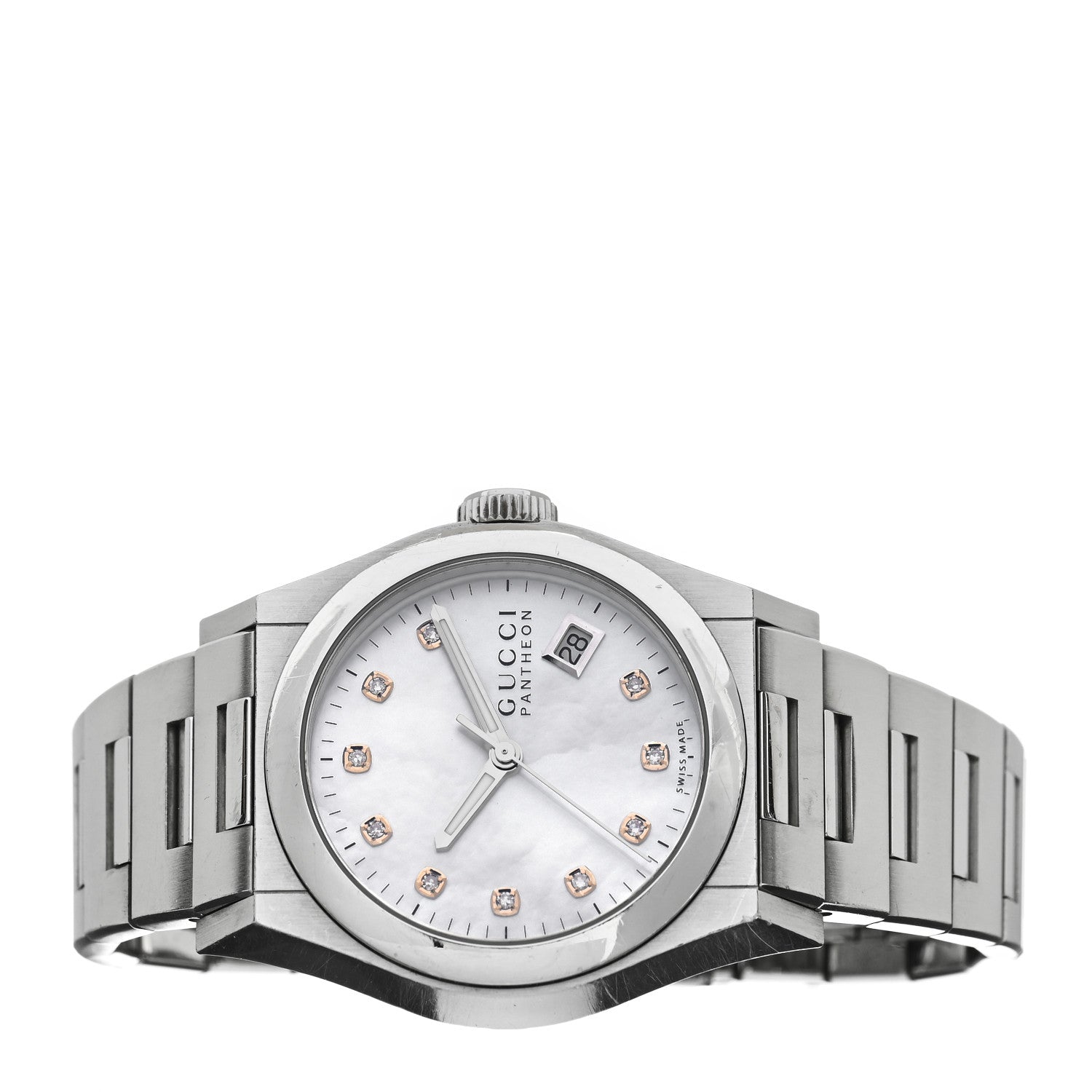 Gucci Stainless Steel Diamond Mother of Pearl 36mm Pantheon Quartz Watch 2 of 4