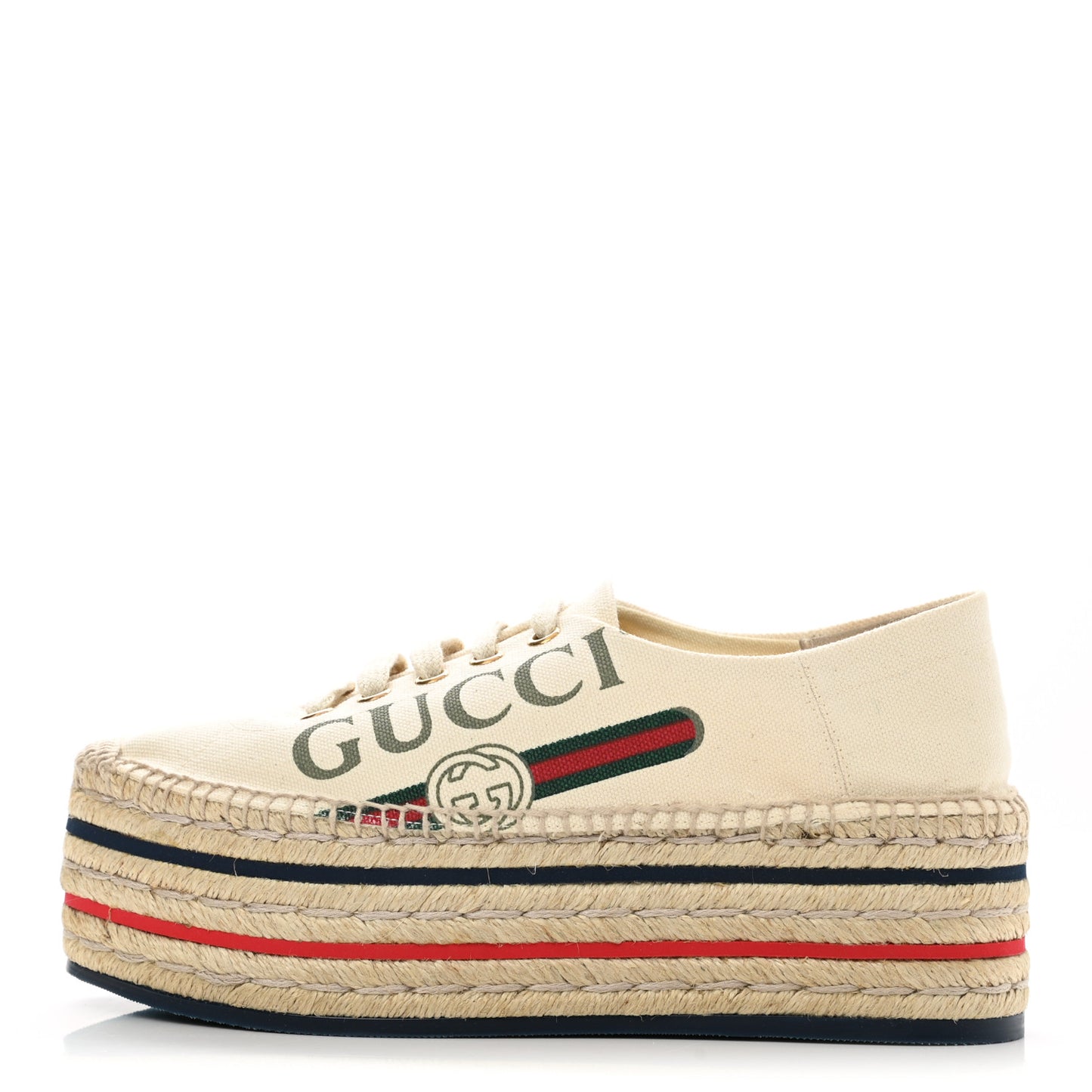 Canvas Logo Lace-Up Platform Espadrilles 36.5 Greggio Grege