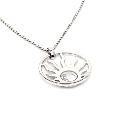 Chopard 18K White Gold Diamond Happy Diamonds Happy Sun Pendant Necklace 5 of 10