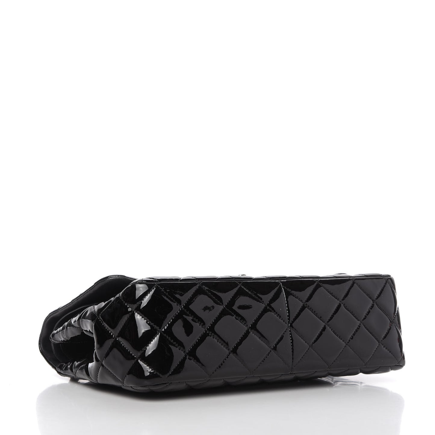 Patent Quilted Jumbo Double Flap Black