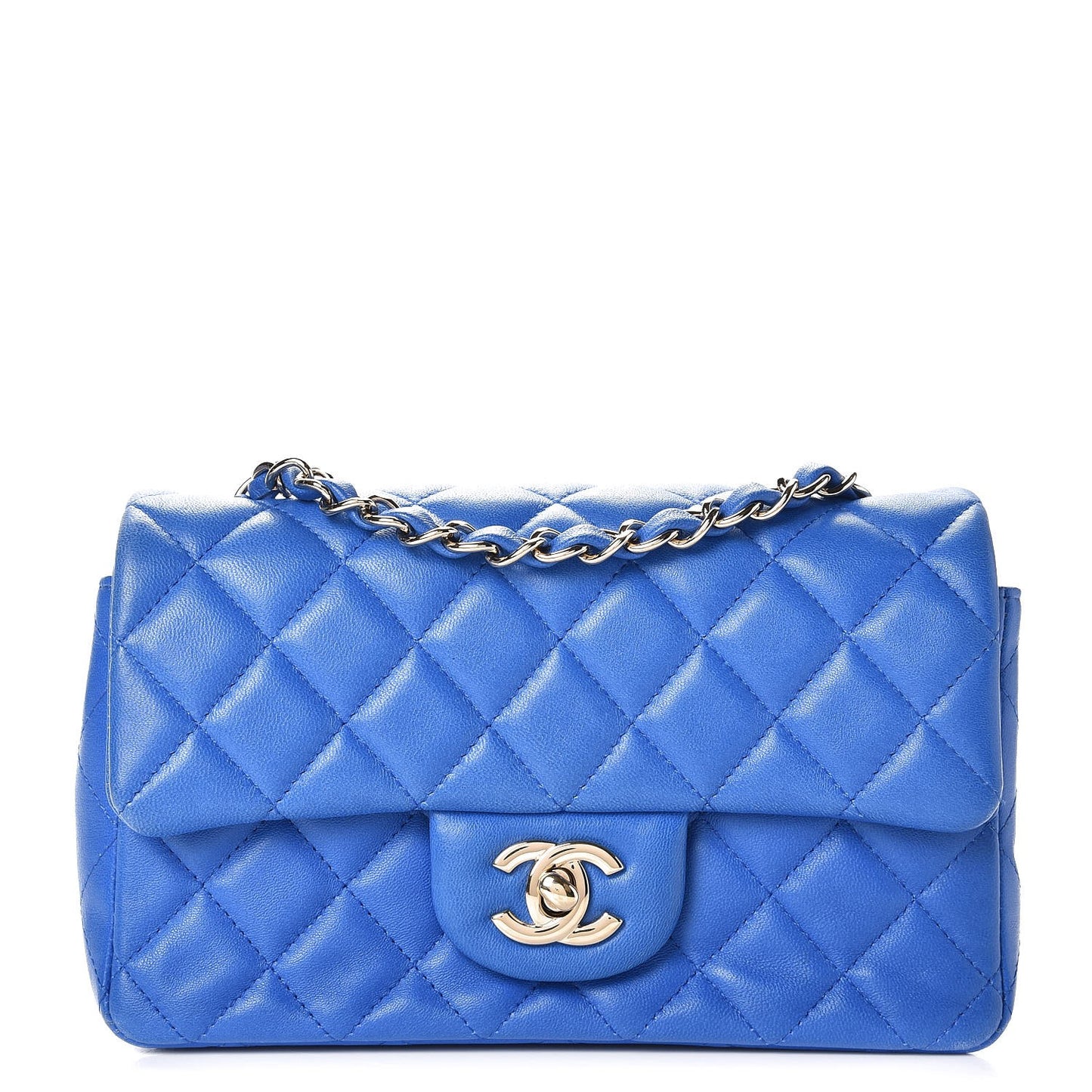 Lambskin Quilted Mini Rectangular Flap Royal Blue