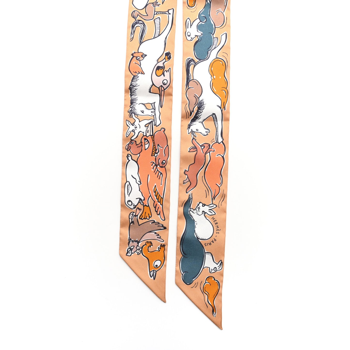 Silk Mille Et Un Lapins Twilly Beige Dore Abricot White