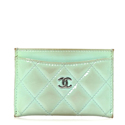 Chanel Patent Quilted Card Holder Green 1 of 12