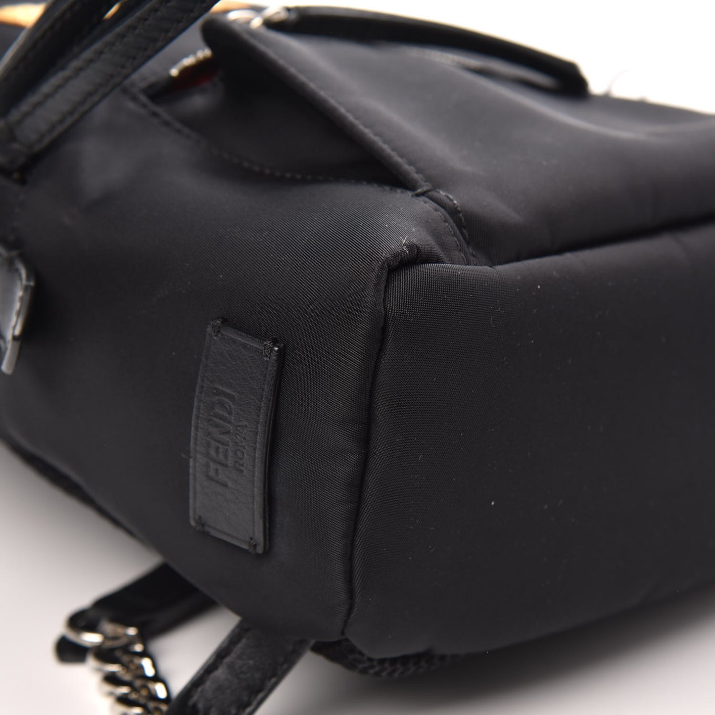 Nylon Vitello Dolce Goat Fox Fur Crocodile Monster Eyes Mini Backpack Black Sunflower
