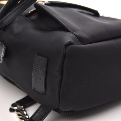 Fendi Nylon Vitello Dolce Goat Fox Fur Crocodile Monster Eyes Mini Backpack Black Sunflower 7 of 9