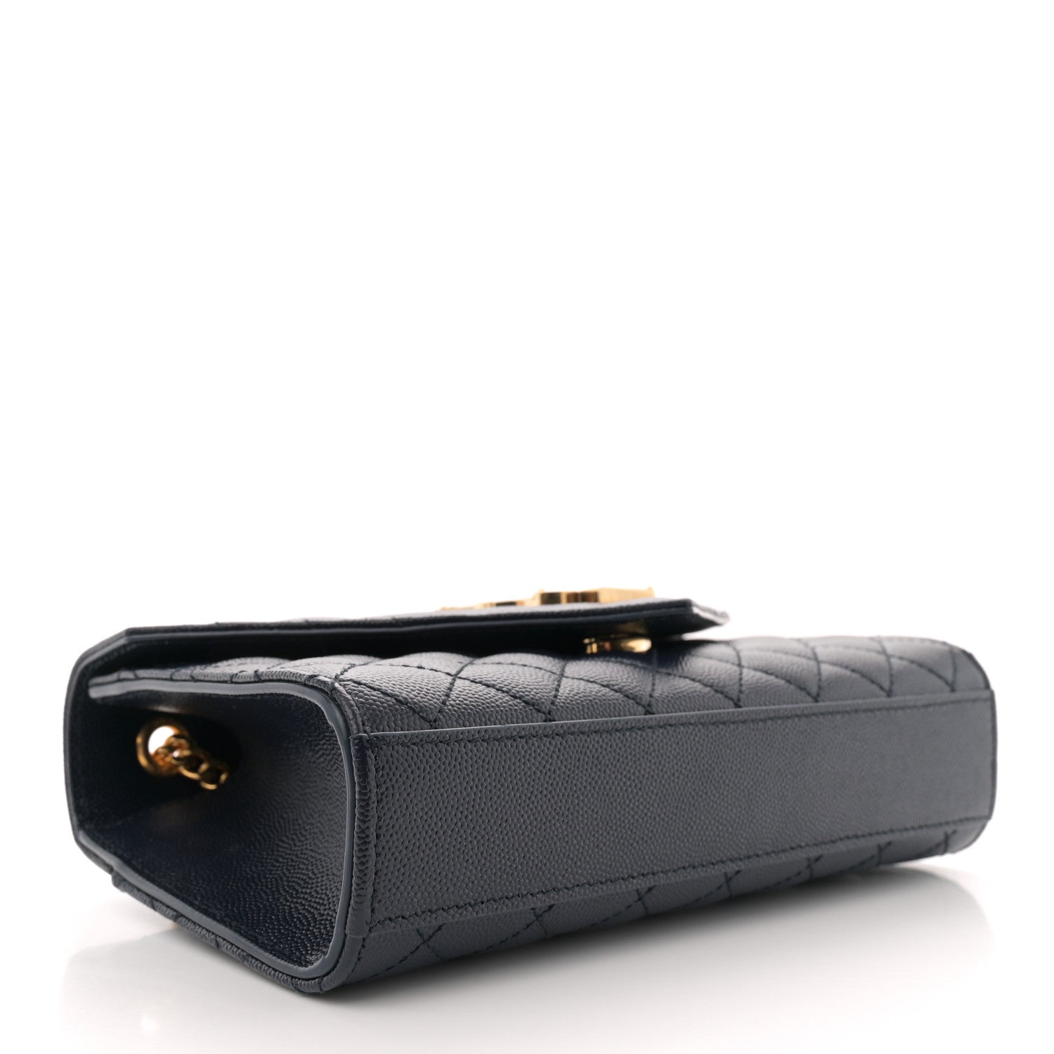 Saint Laurent Grain De Poudre Textured Mixed Matelasse Triquilt Small Monogram Satchel Blue 4 of 10