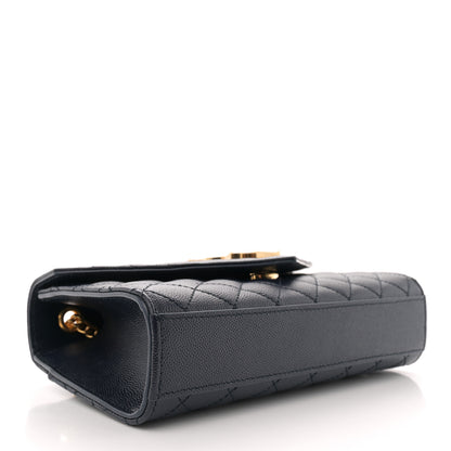 Saint Laurent Grain De Poudre Textured Mixed Matelasse Triquilt Small Monogram Satchel Blue 4 of 10