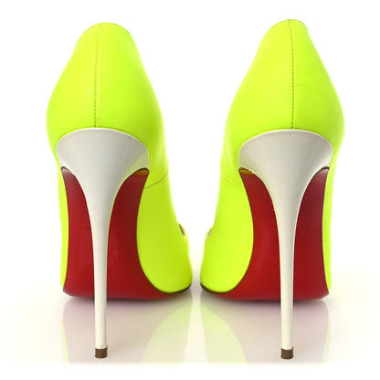 Christian Louboutin Matte Calfskin Jazz Calf Fluo So Kate 120 Pumps 38 Jaune White 6 of 13