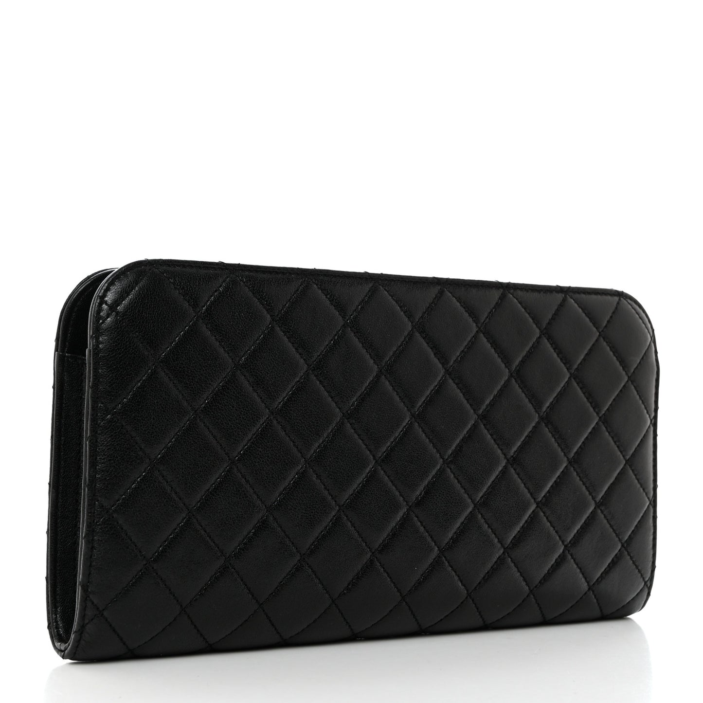 Lambskin Quilted Coco Midnight Clutch Black
