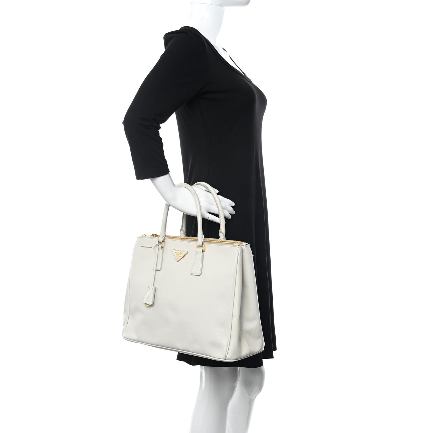 Saffiano Lux Large Galleria Double Zip Tote Talco