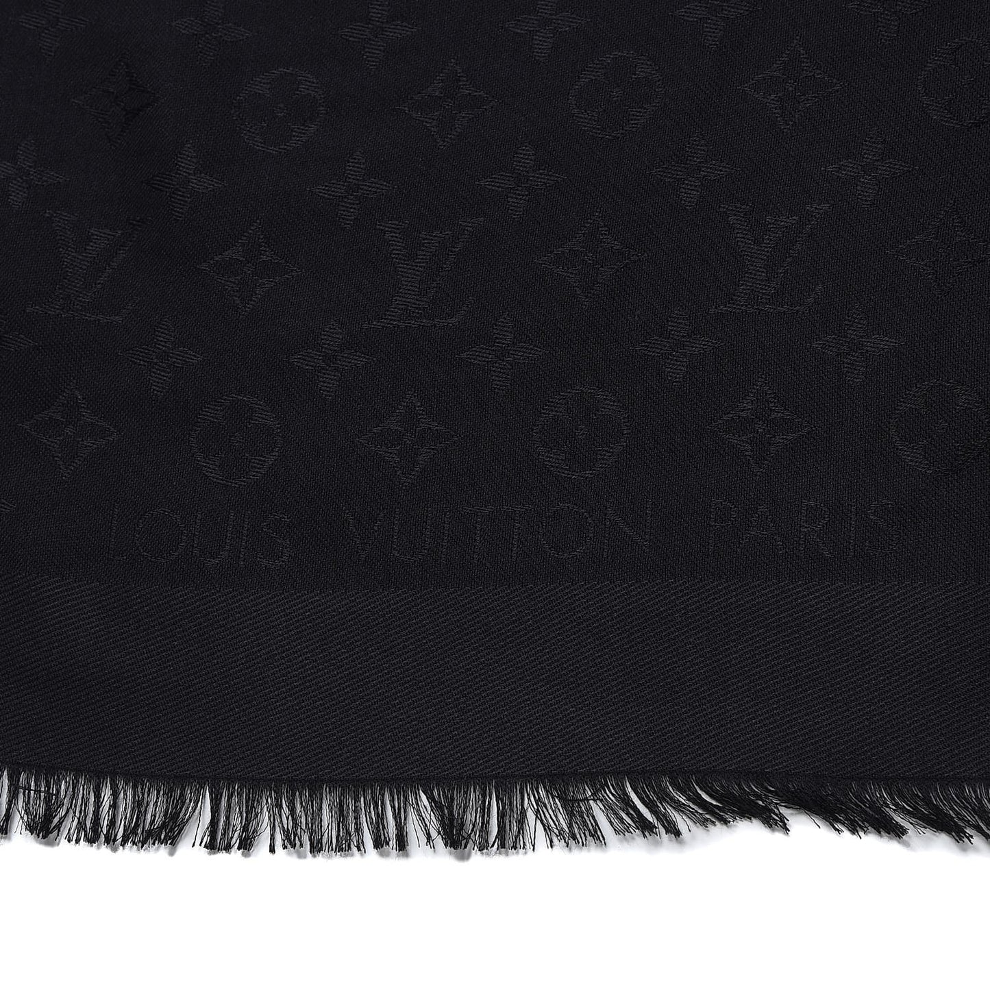 Silk Wool Monogram Shawl Black