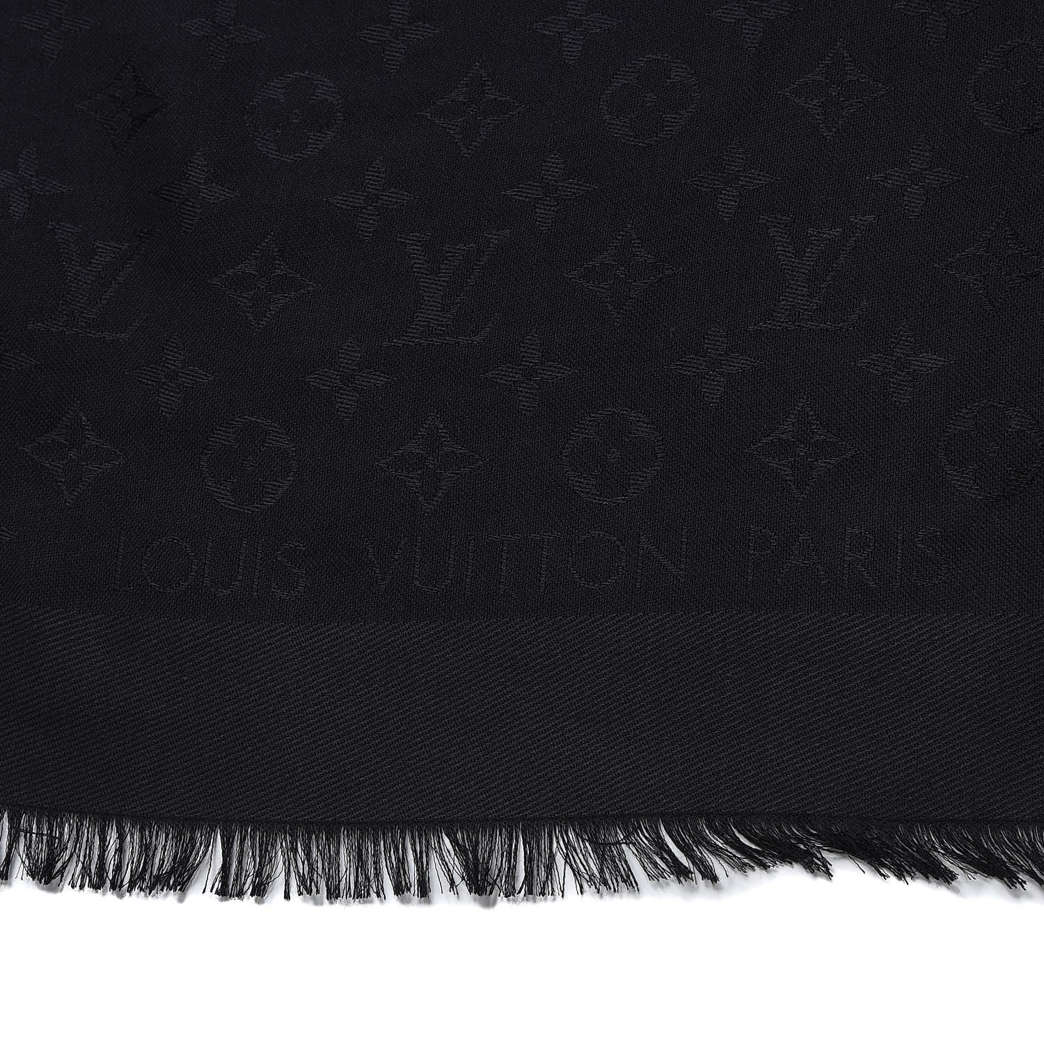 Louis Vuitton Silk Wool Monogram Shawl Black 3 of 4