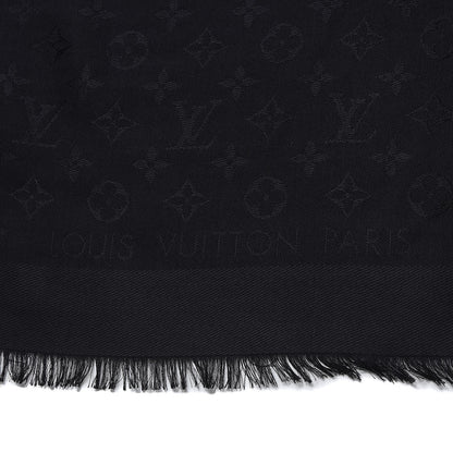 Louis Vuitton Silk Wool Monogram Shawl Black 3 of 4