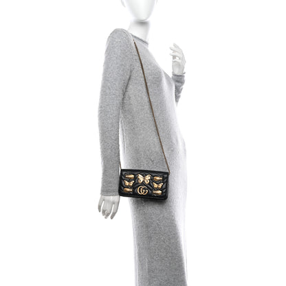 Gucci Calfskin Matelasse Mini Animal Studs GG Marmont Bag Black 2 of 9