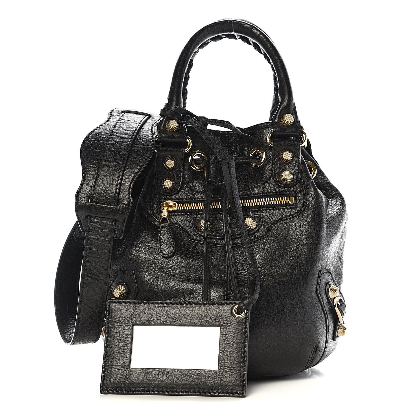 Agneau Giant 12 Gold Hardware Mini Pompon Black