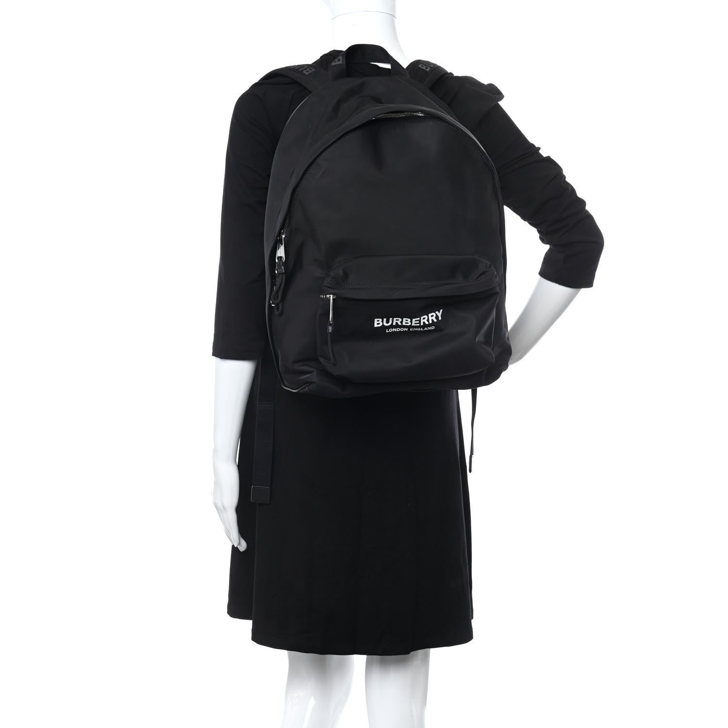 Burberry Nylon Logo Print Medium Rucksack Backpack Black 2 of 5
