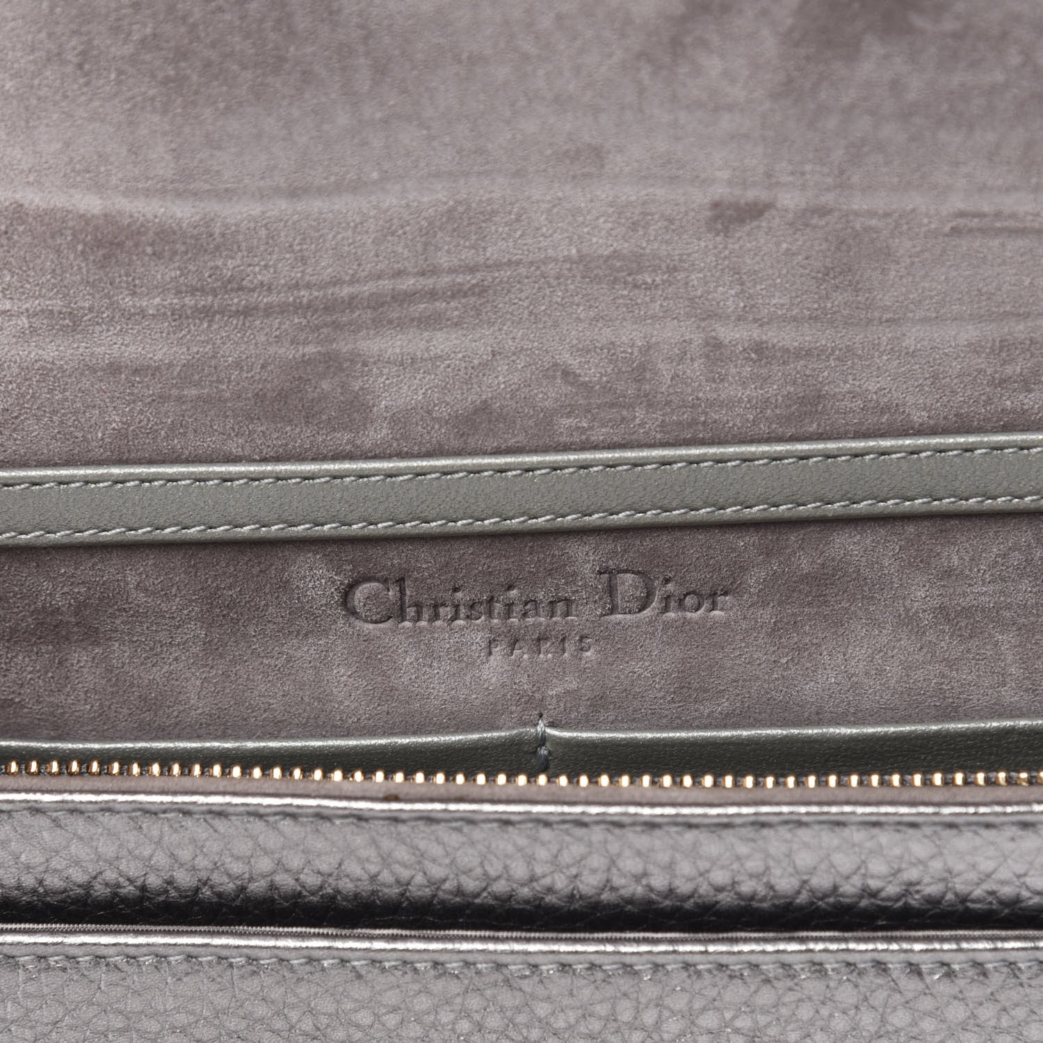 Christian Dior Metallic Grained Calfskin Diorama Wallet on Chain Pouch Silver 8 of 10