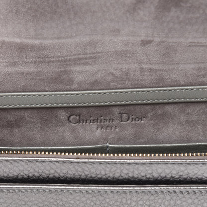 Christian Dior Metallic Grained Calfskin Diorama Wallet on Chain Pouch Silver 8 of 10