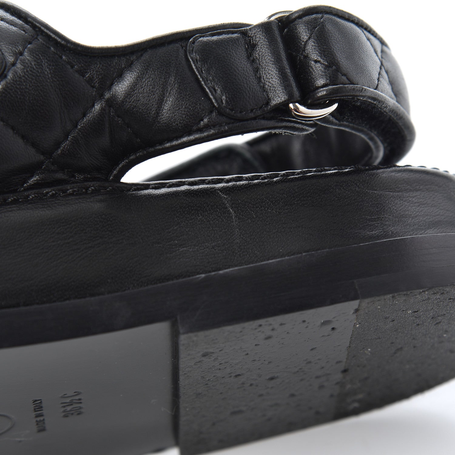 Chanel Lambskin Velcro Dad Sandals 36.5 Black 9 of 15