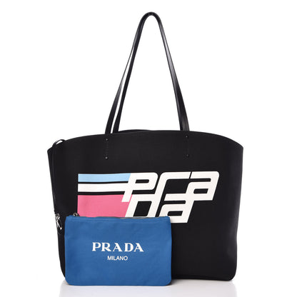 Prada Canvas Racing Logo Tote Black 3 of 8