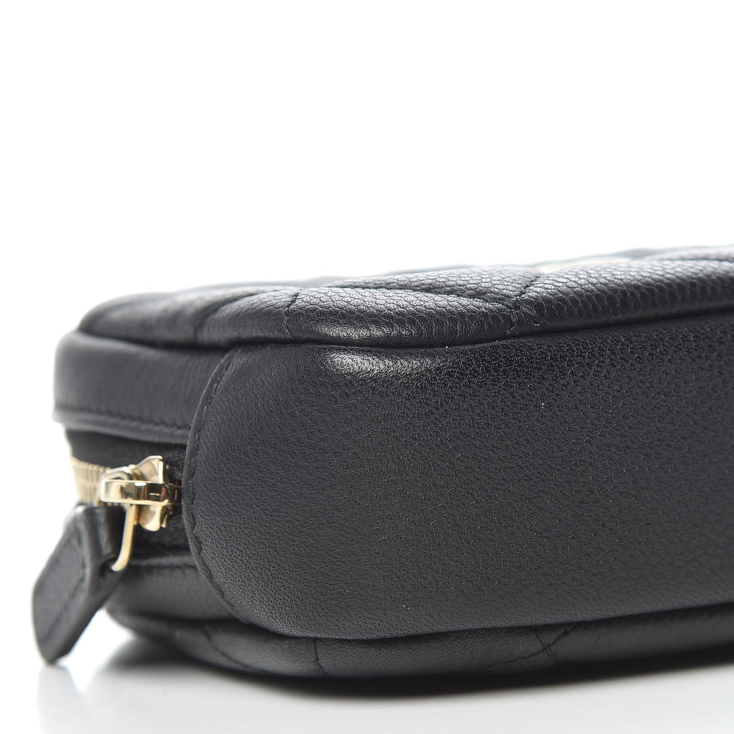 Caviar Quilted Small Curvy Pouch Cosmetic Case Black