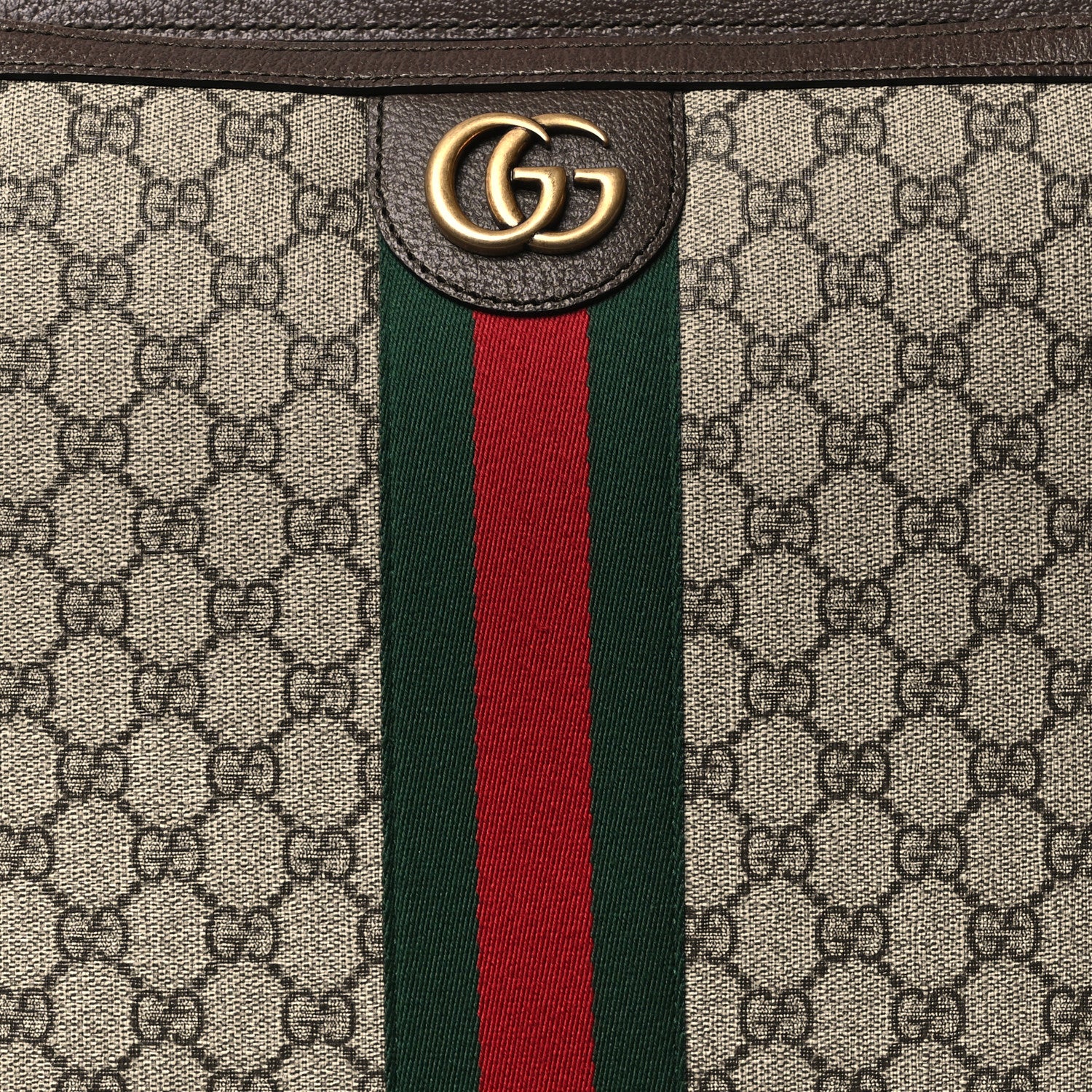 Gucci GG Supreme Monogram Web Medium Savoy Trolley Beige Ebony