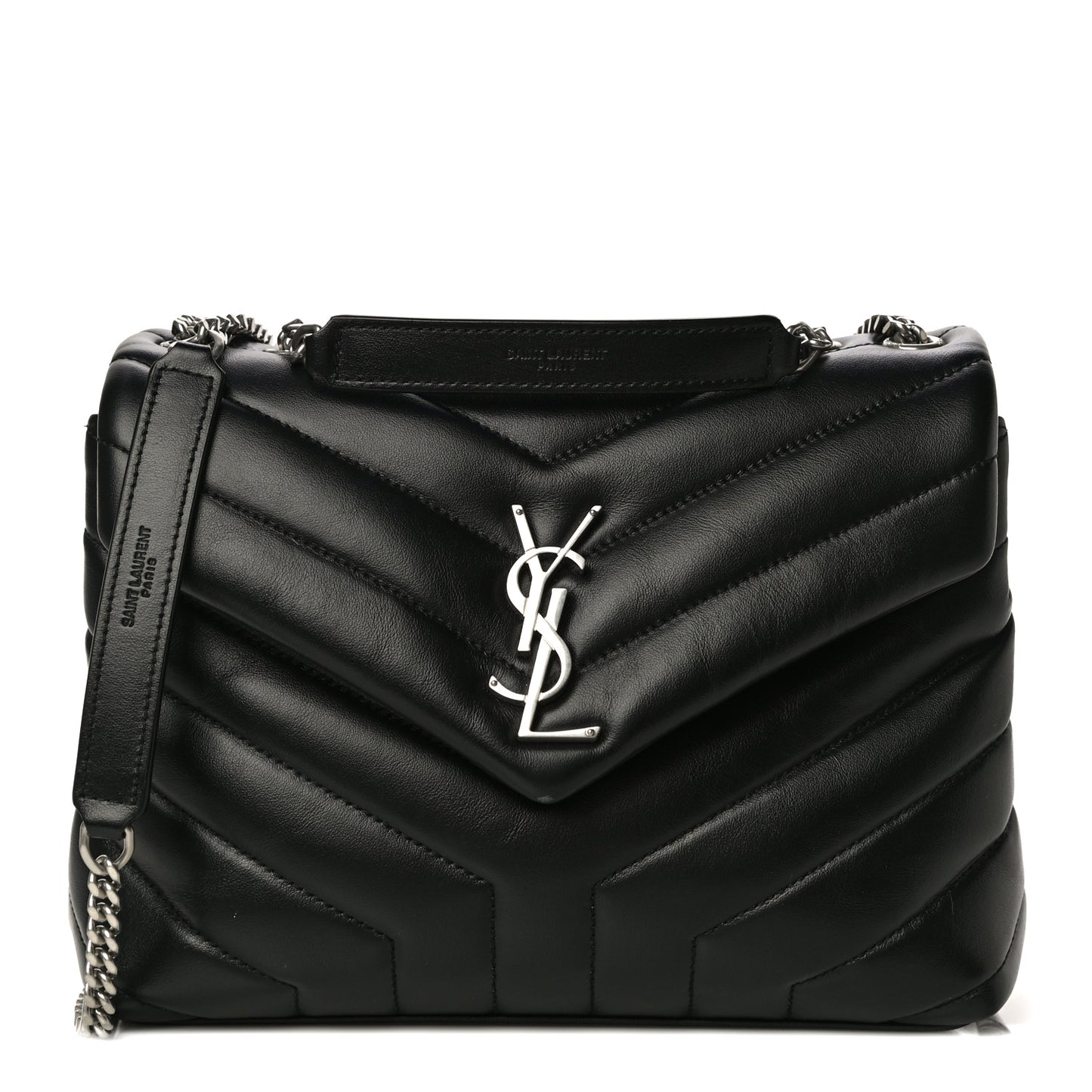 Calfskin Y Quilted Monogram Small Loulou Chain Satchel Black