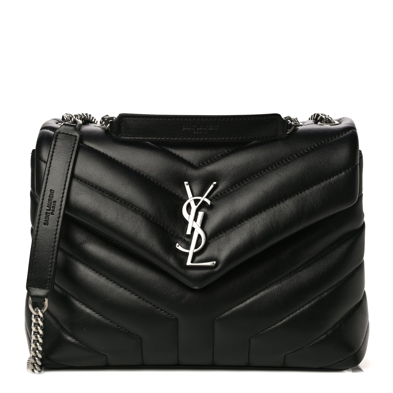 Saint Laurent Calfskin Y Quilted Monogram Small Loulou Chain Satchel Black 1 of 10