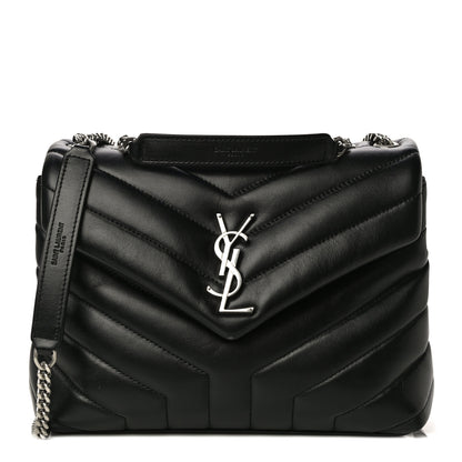 Saint Laurent Calfskin Y Quilted Monogram Small Loulou Chain Satchel Black 1 of 10