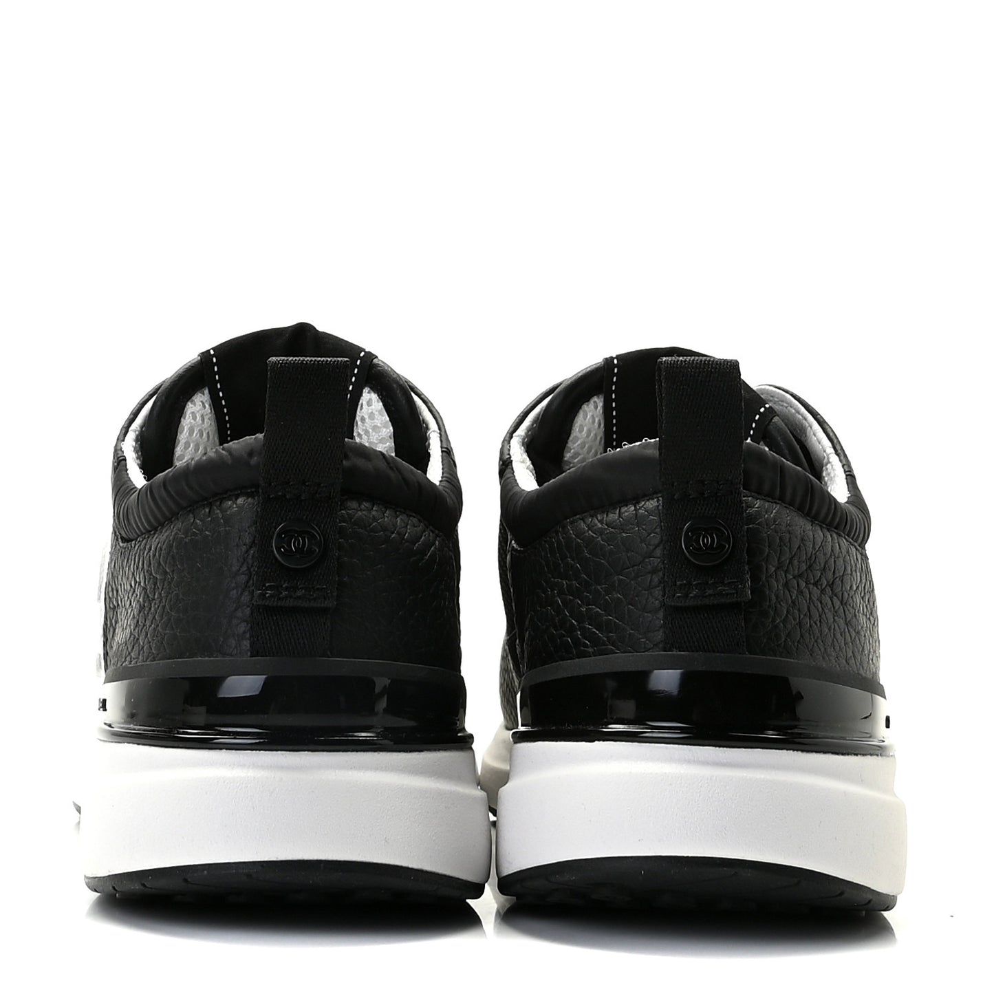 Calfskin Mesh Lycra Suede Womens Logo Sneakers 38.5 Black