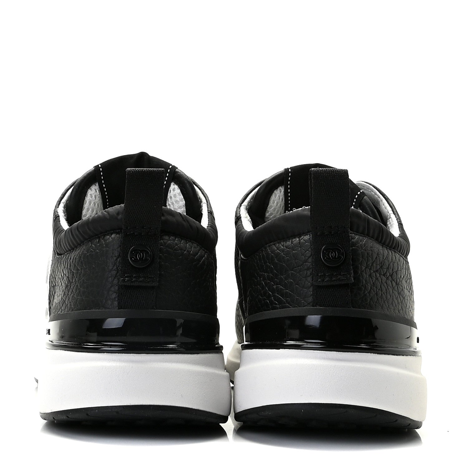Chanel Calfskin Mesh Lycra Suede Womens Logo Sneakers 38.5 Black 5 of 10