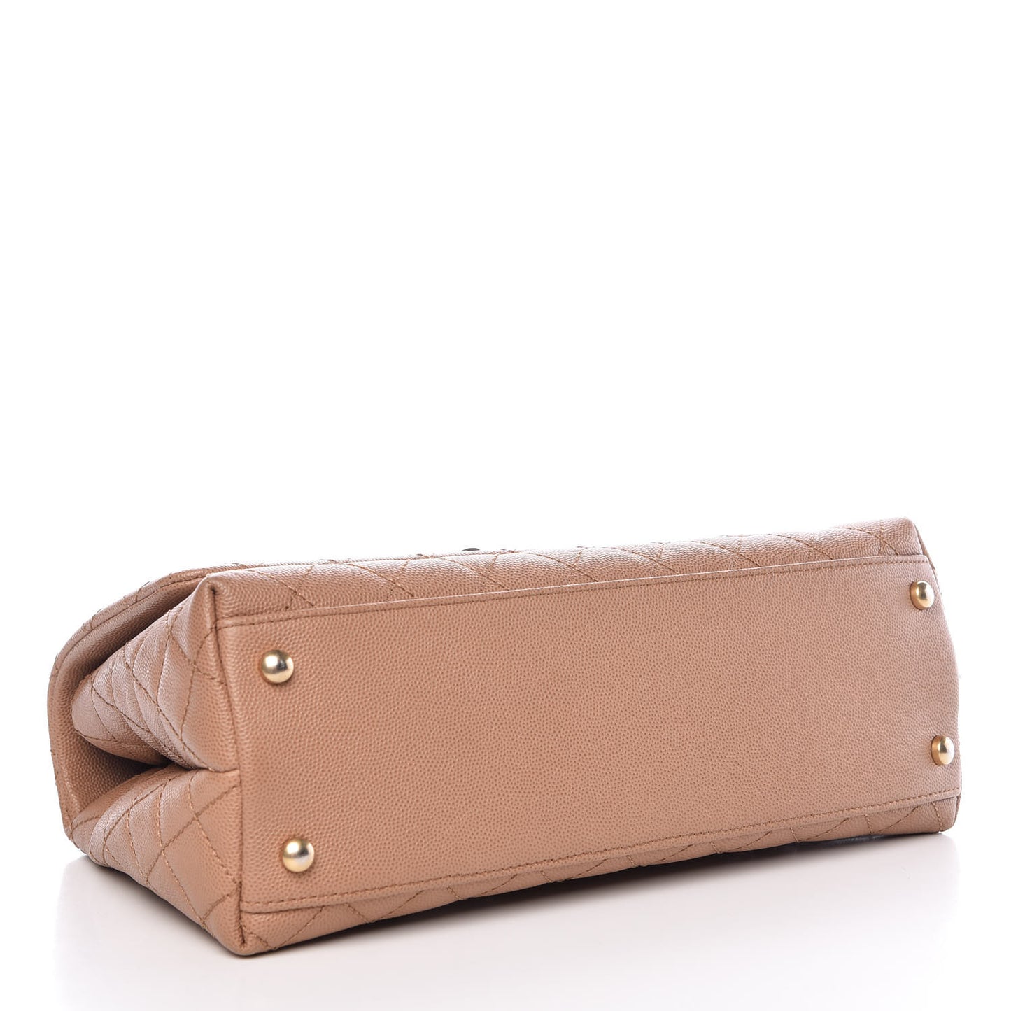 Caviar Lizard Quilted Small Coco Handle Flap Beige