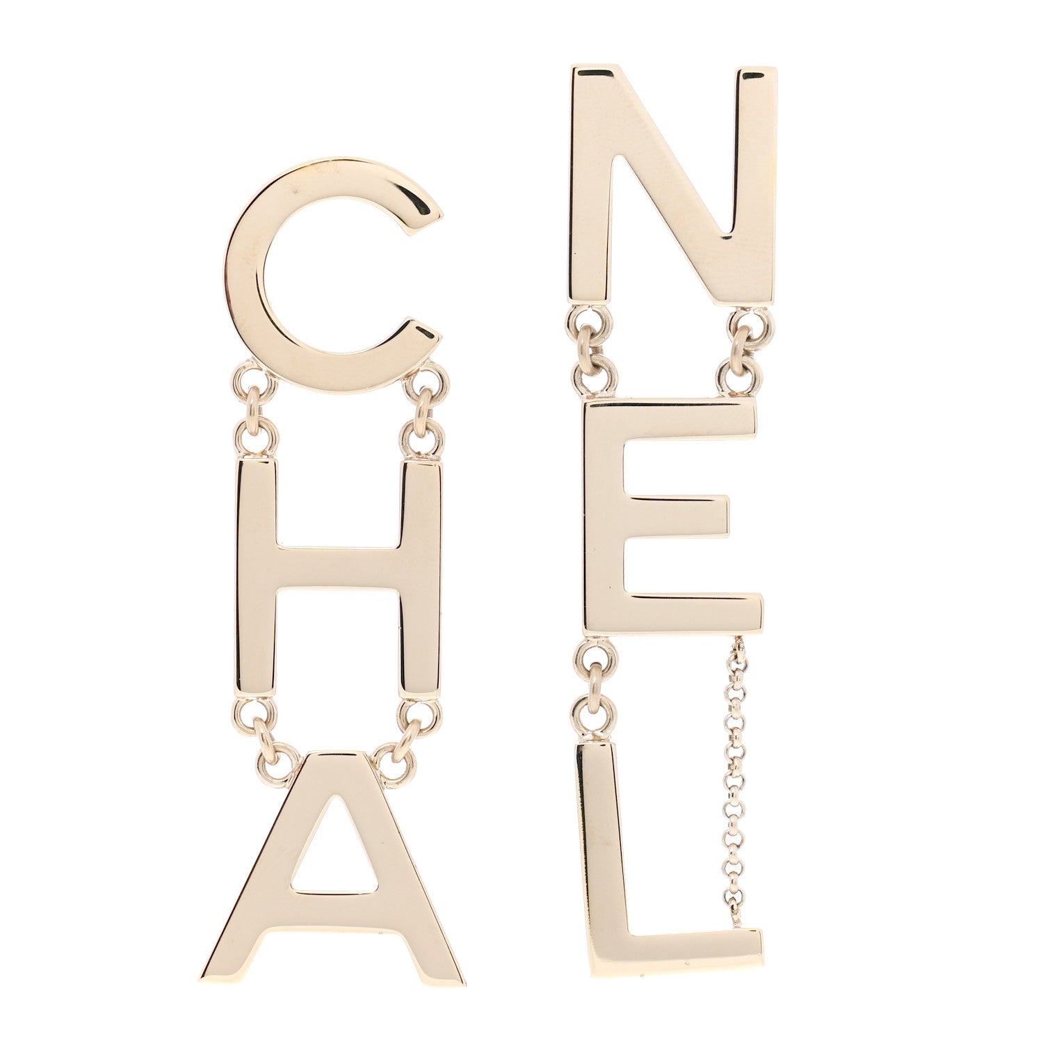 Chanel Metal Cha-Nel Logo Drop Earrings Gold 1 of 5
