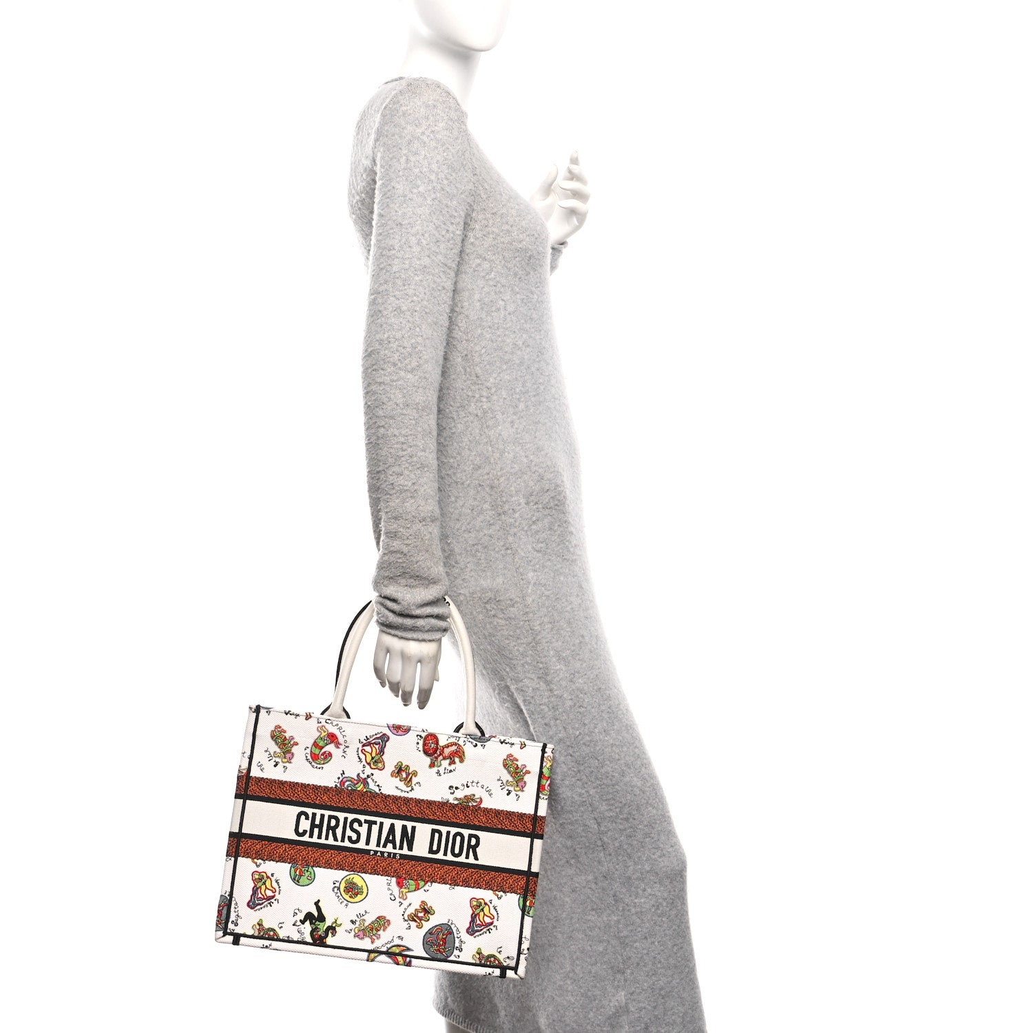 Christian Dior Canvas Embroidered Dragon Zodiac Medium Book Tote