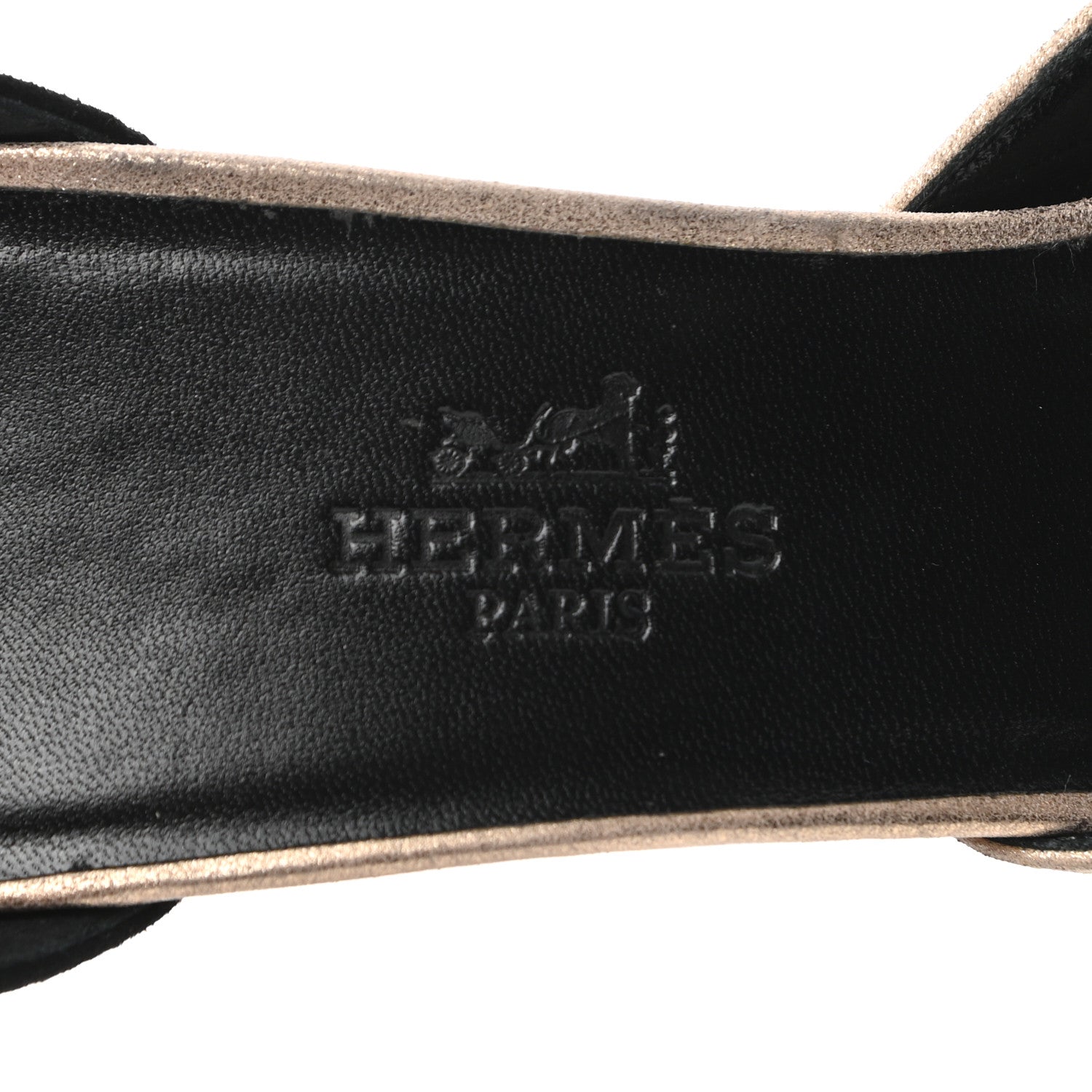Hermes Suede Goatskin Initiale Sandals 37 Black 7 of 7