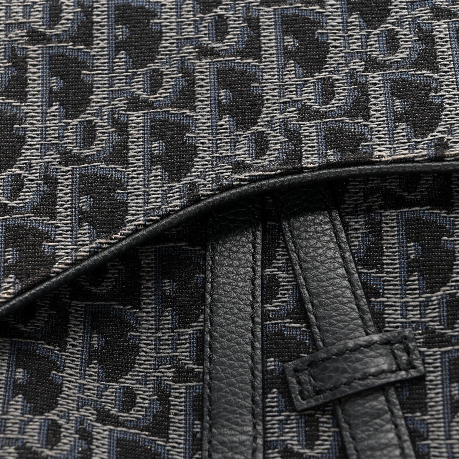 Christian Dior Oblique Mens Saddle Bag Black Blue 7 of 9