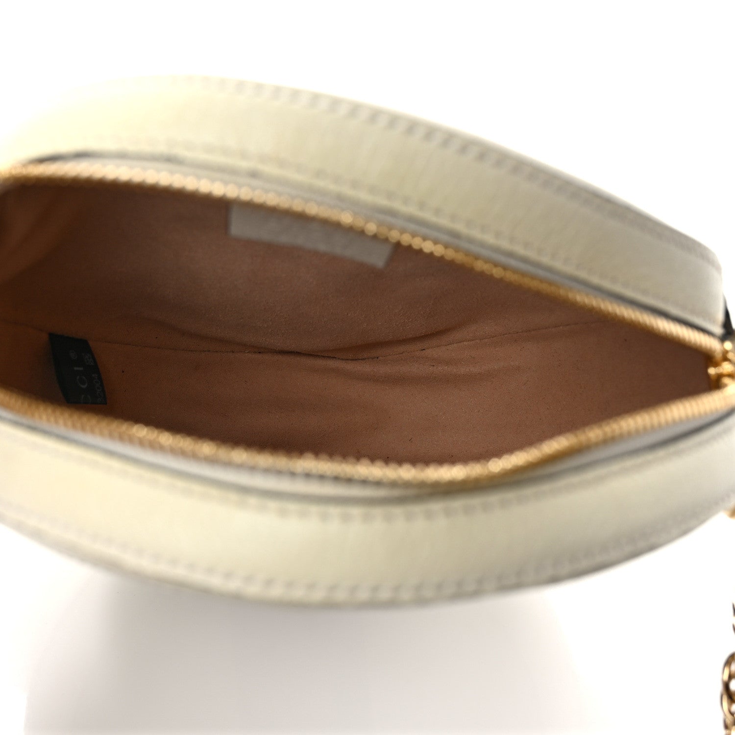 Gucci Textured Calfskin Web Mini Ophidia Round Shoulder Bag Mystic White 5 of 9