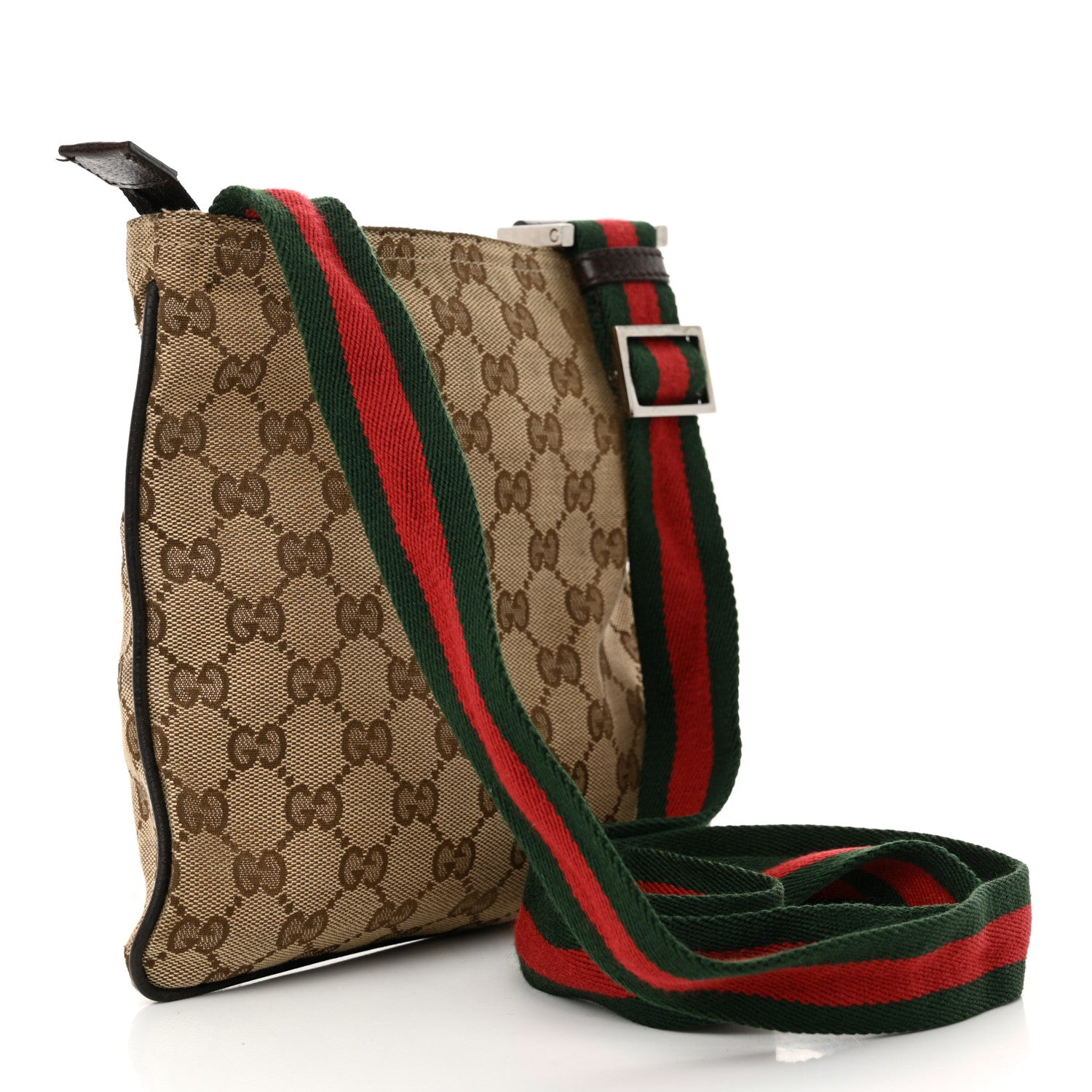 Gucci Monogram Web Small Flat Messenger Bag Brown 3 of 14