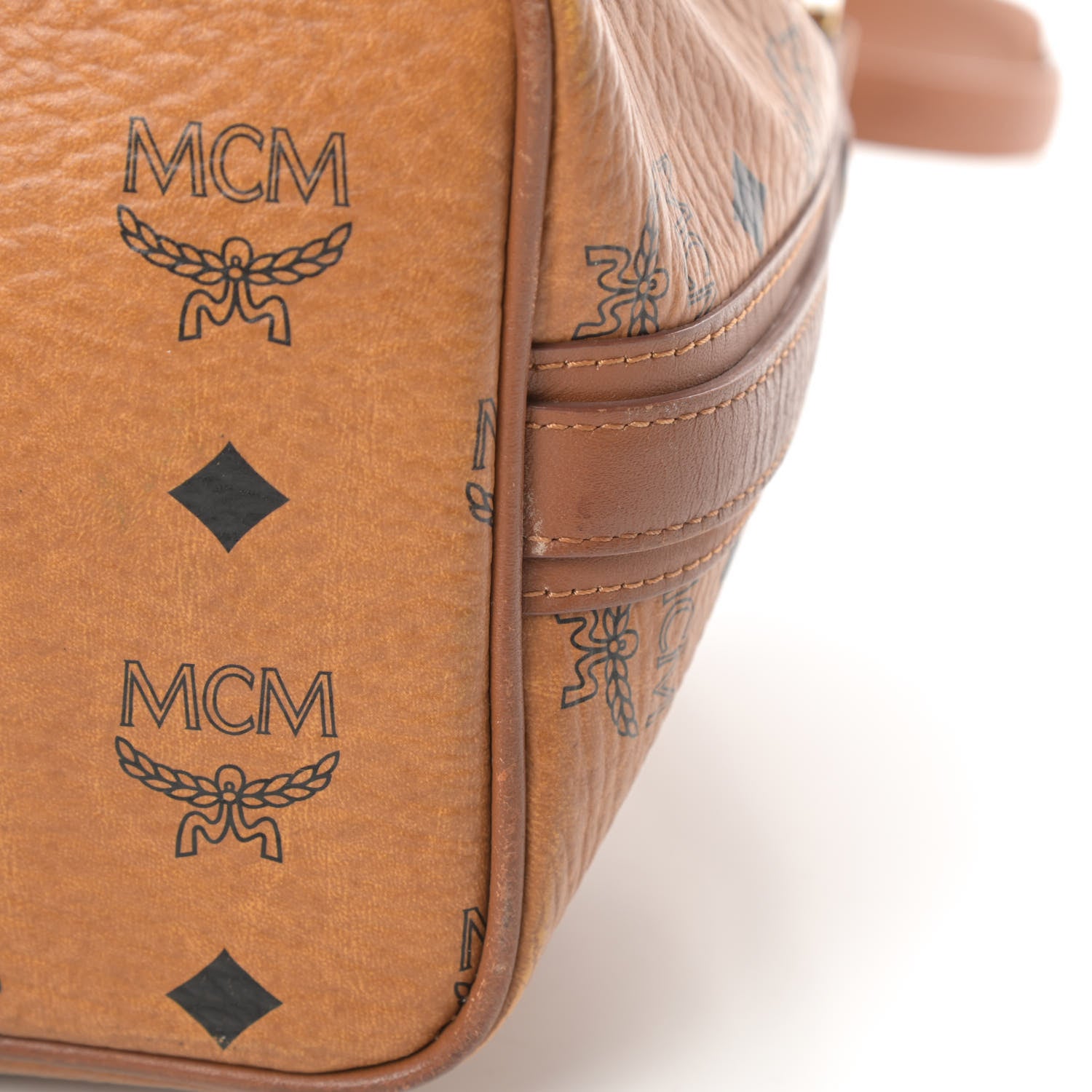 MCM Visetos Essential Drawstring Bucket Bag Cognac 13 of 17