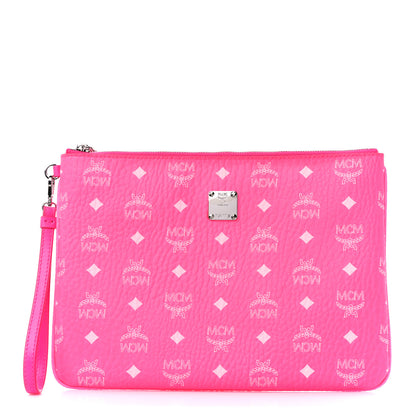MCM Visetos Medium Zip Pouch Neon Pink 1 of 10