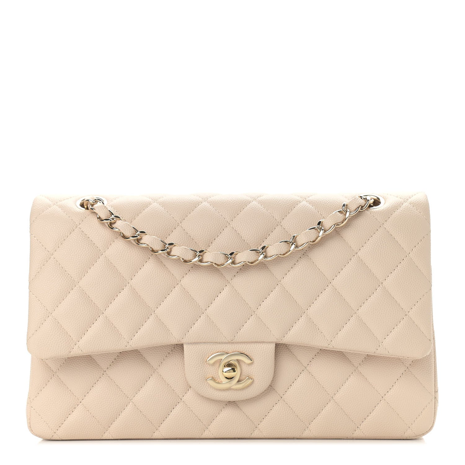 Chanel Caviar Quilted Medium Double Flap Light Beige 1 of 8