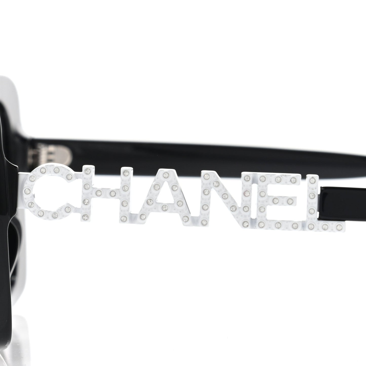 Acetate Strass Square Sunglasses 5422-B-A Black White