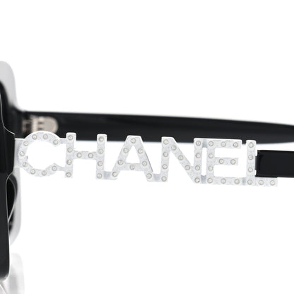 Chanel Acetate Strass Square Sunglasses 5422-B-A Black White 5 of 9